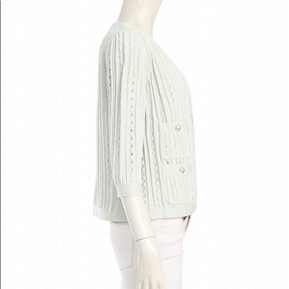 CHANEL Mint Cotton Knitted Cardigan IT 42 - Picture 2 of 6